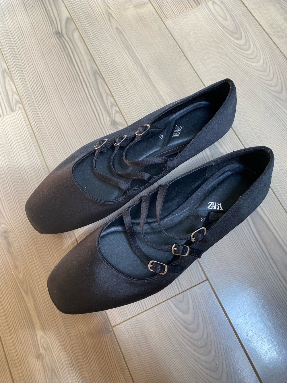 Zara Satin Strappy Flats EU 37 / US 6.5